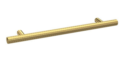 Furniture Handle Textured Knurled Bar Handle, 220mm (160mm Centres) - Brushed Brass