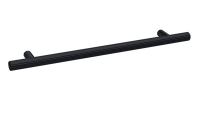 Furniture Handle Textured Knurled Bar Handle, 252mm (192mm Centres) - Matt Black