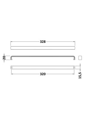 Furniture Handle Thin D Shape Handle, 328mm (320mm Centres) - Chrome - Balterley