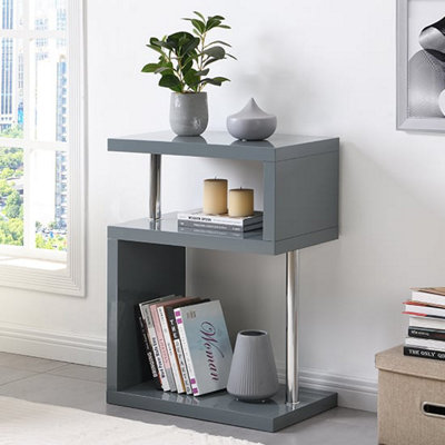 Furniture in Fashion Albania High Gloss 3 Tiers Shelving Unit In Grey