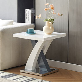 Furniture In Fashion Axara High Gloss Lamp Table Square In White And Grey