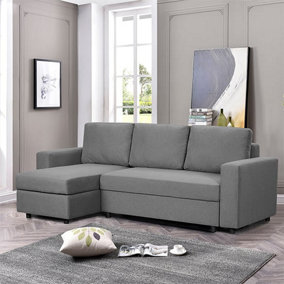 Furniture In Fashion Dagmar Chenille Fabric Corner Sofa Bed With Storage In Dark Grey