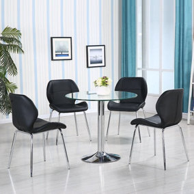 Furniture In Fashion Dante Clear Glass Dining Table With 4 Darcy Black Chairs