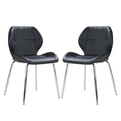 Furniture In Fashion Darcy Black Faux Leather Dining Chairs In A Pair