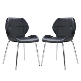 Furniture In Fashion Darcy Black Faux Leather Dining Chairs In A Pair