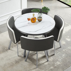 Furniture in Fashion Diego High Gloss Dining Table In Diva Marble Effect 4 Chairs