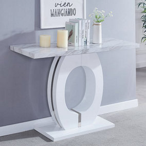 Furniture in Fashion Halo High Gloss Console Table In Magnesia Marble Effect