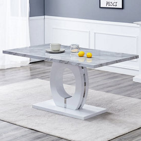 Furniture in Fashion Halo High Gloss Dining Table In Magnesia Marble Effect