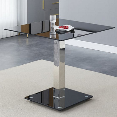 Furniture In Fashion Hartley Black Glass Top Bistro Dining Table With Glass Base