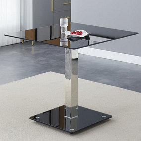 Furniture In Fashion Hartley Black Glass Top Bistro Dining Table With Glass Base