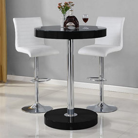 Furniture In Fashion Havana Bar Table In Black With 2 Ripple White Bar Stools
