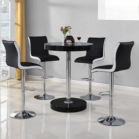 Furniture In Fashion Havana Bar Table In Black With 4 Ritz Black And White Bar Stools