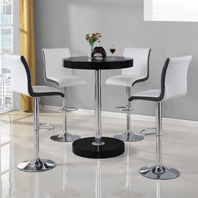 Furniture In Fashion Havana Bar Table In Black With 4 Ritz White And Black Bar Stools