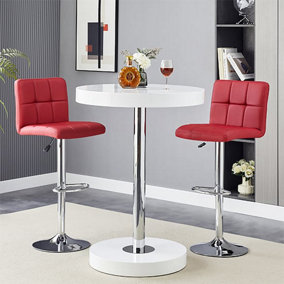 Furniture In Fashion Havana White High Gloss Bar Table With 2 Coco Bordeaux Stools