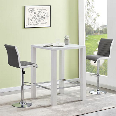 Furniture in Fashion Jam Square Glass White Gloss Bar Table Ritz