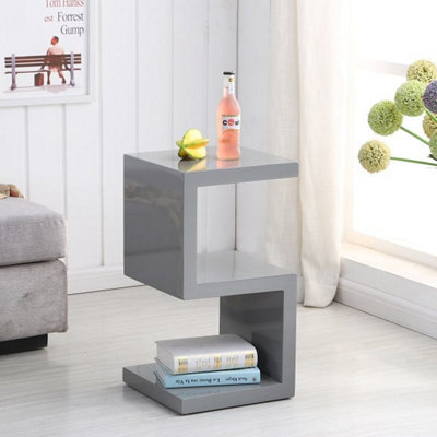 Furniture in Fashion  Miami High Gloss S Shape Design Side Table In Grey