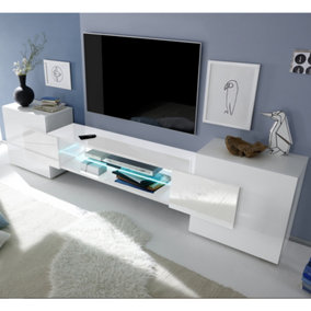 Furniture in Fashion Nevaeh White High Gloss TV Stand With 2 Doors And LED Lights