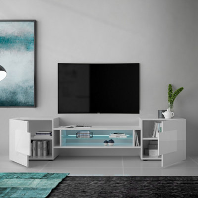 Furniture in Fashion Nevaeh White High Gloss TV Stand With 2 Doors And LED Lights