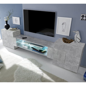 Furniture in Fashion Nevaeh Wooden TV Stand With 2 Doors In Concrete Effect And LED Lights