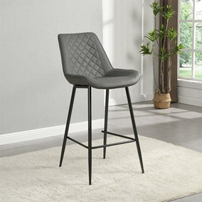 Furniture In Fashion Oston Faux Leather Bar Chair In Grey With Anthracite Legs