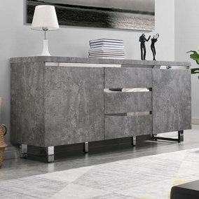 Furniture in Fashion Sydney Large Sideboard With 2 Door 3 Drawer In Concrete Effect