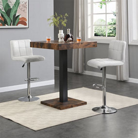 Furniture In Fashion Topaz Rustic Oak Wooden Bar Table With 2 Coco White Stools