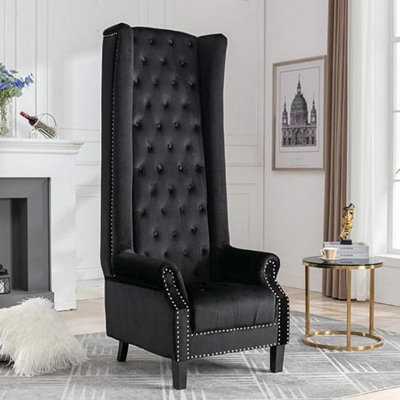 Furniture In Fashion Trento Tall Upholstered Velvet Porter Chair In Black