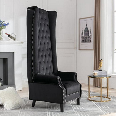 Furniture In Fashion Trento Tall Upholstered Velvet Porter Chair In Black