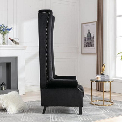 Furniture In Fashion Trento Tall Upholstered Velvet Porter Chair In Black