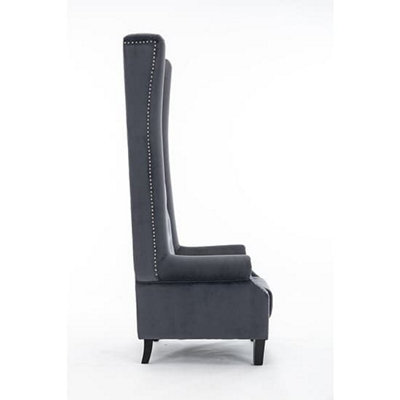 Furniture In Fashion Trento Tall Upholstered Velvet Porter Chair In Grey