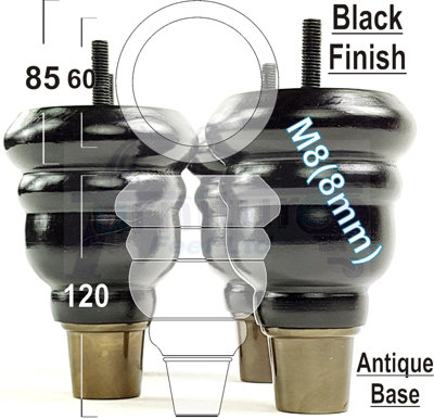Furniture Leg 120mm High Wood Turned Replacement Furniture Feet With Metal Tip Chairs Stools Sofa M8 Set of 4 Antique Cup