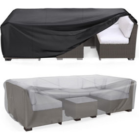 Furniture One 420D Oxford Fabric Patio Set Cover Rectangular Sofa Set Cover Black 125x63x74cm
