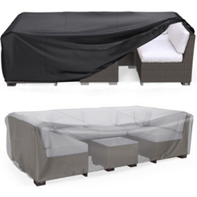 Furniture One 420D Oxford Fabric Patio Set Cover Rectangular Sofa Set Cover Black 315x210x100cm