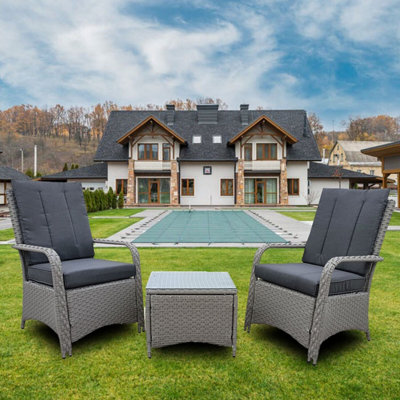 Furniture One Rattan Bistro Set Furniture Nature 3 PCs Patio Weave Companion Chair Table Set 2 Seater FREE Cover