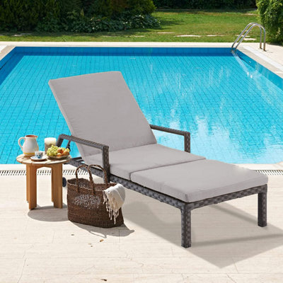 Furniture One Rattan Effect Garden Rattan Furniture Recliner Lounger Sun Reclining Daybed Patio