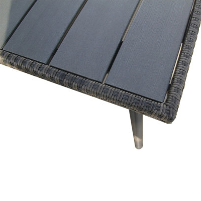 Furniture One Rattan Effect Grey 4 Seater Rectangular Dining Table and ...