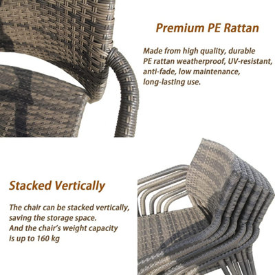 Furniture One Rattan Effect Grey 4 Seater Rectangular Dining Table and ...