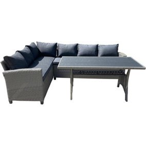 Furniture One Rattan Effect Grey 5 Seater Table and Chair Dining Sofa Set Patio Outdoor Sofa