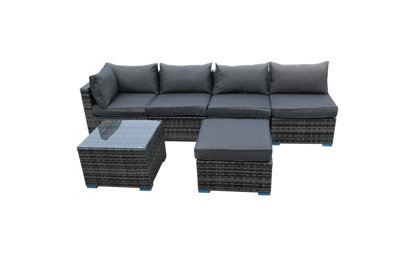 Furniture One Rattan Effect Grey Rattan 5 Seat Corner Sofa Set NO ...