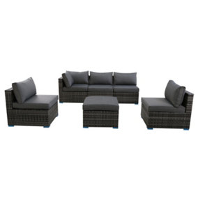 Furniture One Rattan Effect Grey Rattan 5 Seat Corner Sofa Set NO ASSEMBLY & ALUMINIUM FRAME