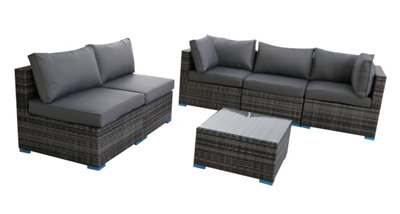 Furniture One Rattan Effect Grey Rattan 5 Seat Corner Sofa Set NO ASSEMBLY & ALUMINIUM FRAME