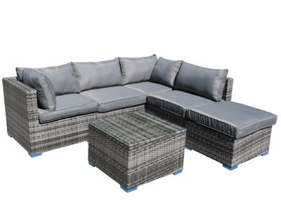 Furniture One Rattan Effect Grey Rattan 5 Seat Corner Sofa Set NO ...