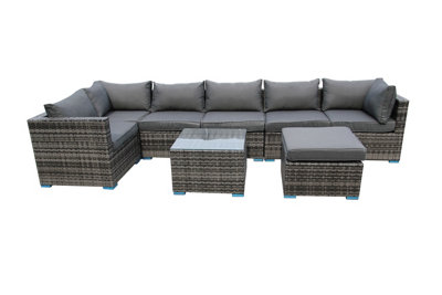 Furniture One Rattan Effect Grey Rattan 7 Seat Corner Sofa Set NO ...