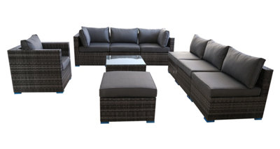 Furniture One Rattan Effect Grey Rattan 8 Seat Corner Sofa Set NO ...