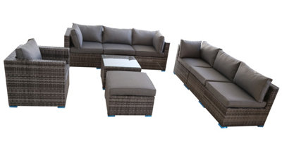 Furniture One Rattan Effect Grey Rattan 8 Seat Corner Sofa Set No 