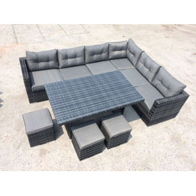 Furniture One Rattan Effect Grey Rattan 9 Seat Corner Sofa Set NO ASSEMBLY & ALUMINIUM FRAME
