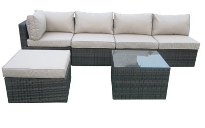 Furniture One Rattan Effect Mix Brown Rattan 5 Seat Corner Sofa Set NO ...