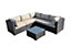 Furniture One Rattan Effect Mix Brown Rattan 5 Seat Corner Sofa Set NO ASSEMBLY & ALUMINIUM FRAME