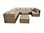 Furniture One Rattan Effect Nature Rattan 9 Seat Corner Sofa Set NO ASSEMBLY & ALUMINIUM FRAME