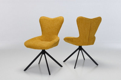Furniture Outlet, Aria Yellow Weave Swivel Dining Chairs. (Set of 2)